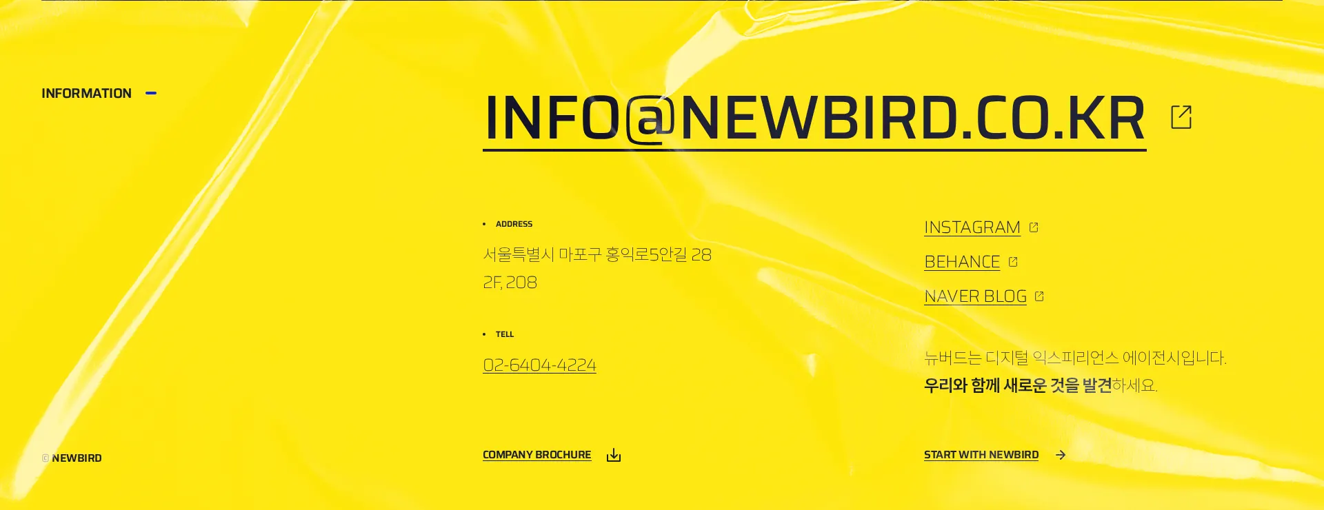 뉴버드 NEWBIRD 푸터 섹션