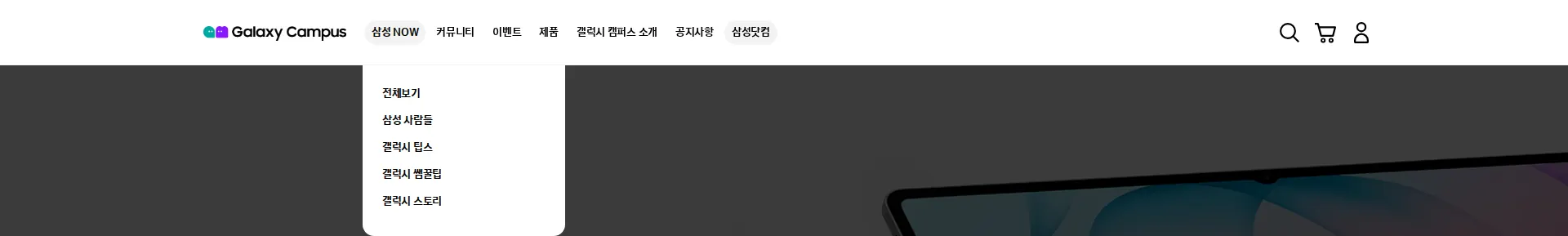 갤럭시 캠퍼스 헤더 섹션